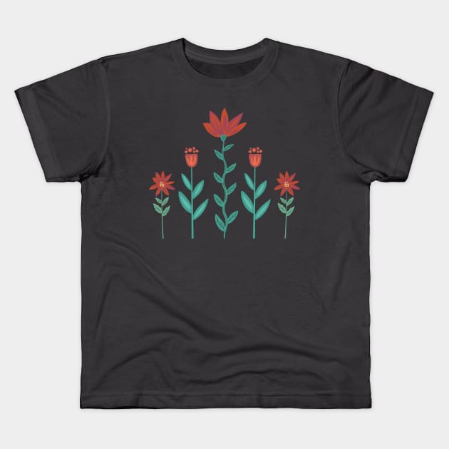 Folk Art Poinsettia Party Kids T-Shirt by SWON Design